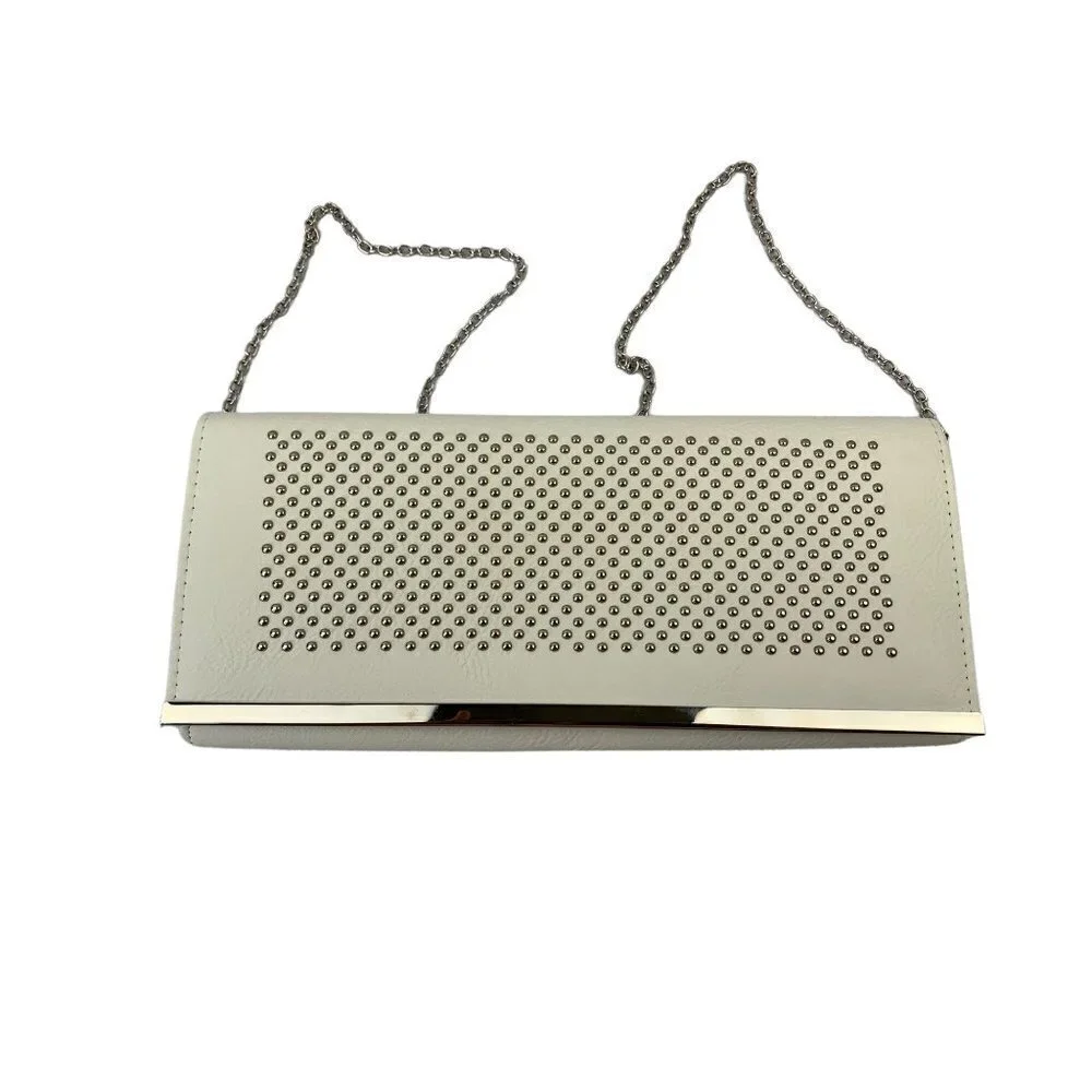 Women's White & Silver Clutch Purse